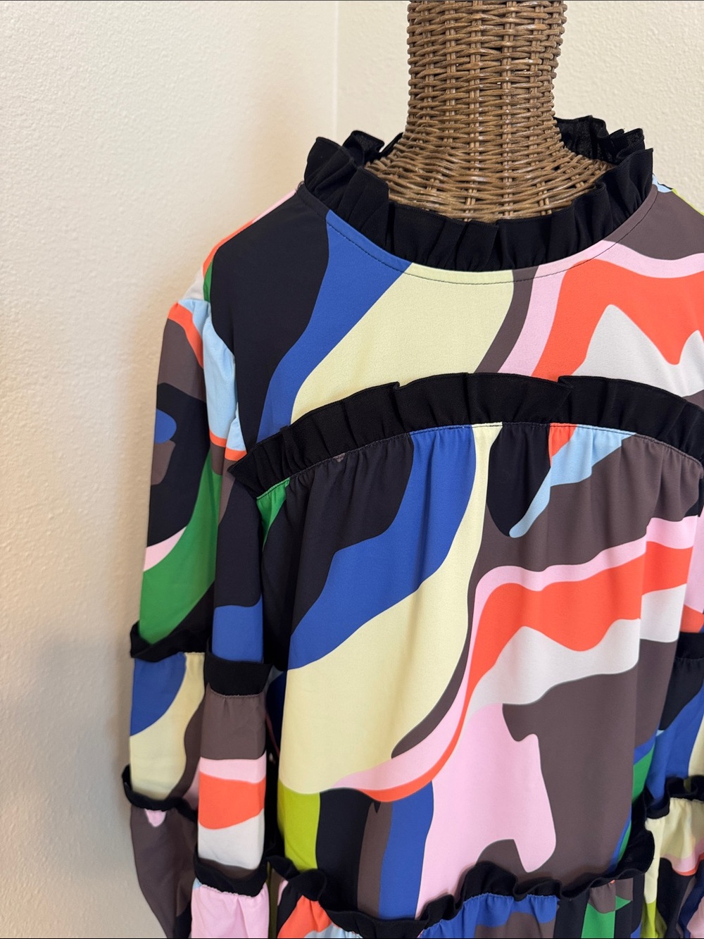 Crosby by Millie Burch Colorful Tiered Dress S - Picture 2 of 15